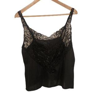 Vintage‎ Vanity Fair Black Top With Lace Detail Sz 38/44 8/10